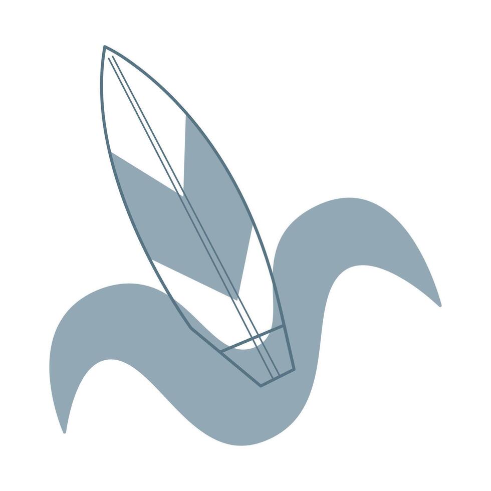 Surfboard on a wave color. Doodle clip art for your projects. vector