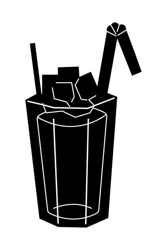 Glass of cocktail in black and white colors. Clip art for your projects. vector