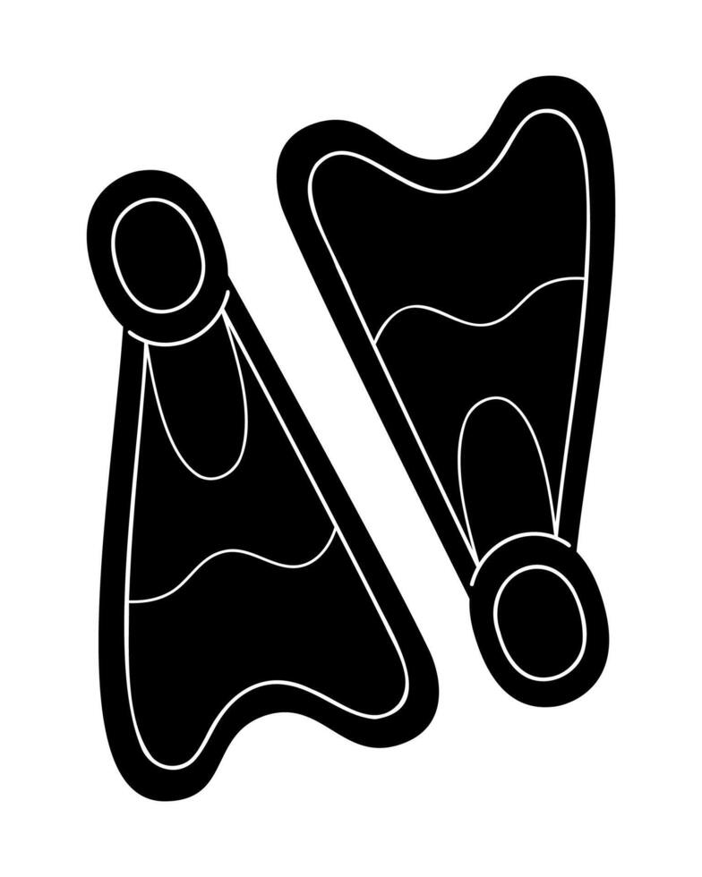 Swimming flippers in black and white. Clip art for your projects. vector