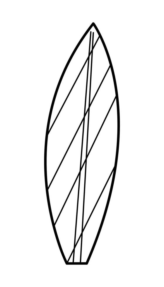 One surfboard black outline. Doodle clip art for your projects. vector