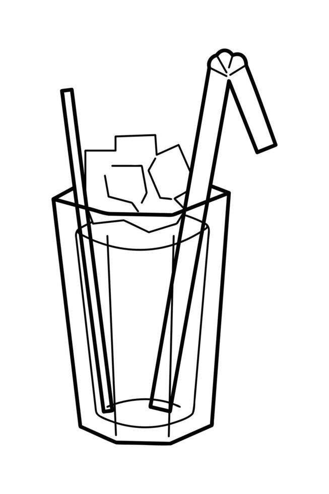 Glass of cocktail in black outline. Clip art for your projects. vector