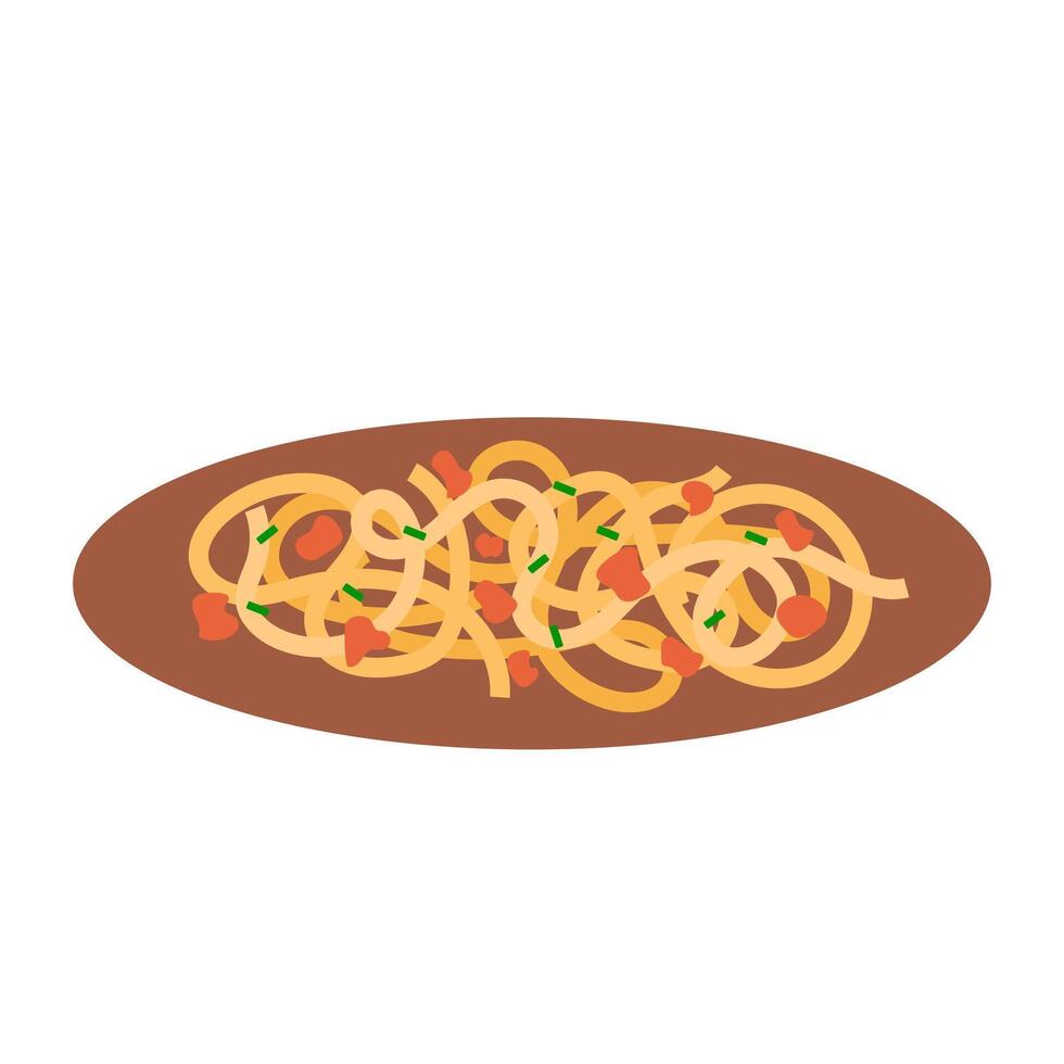 Pasta tagliatelle bolognese. Italian cuisine, food, dish. illustration isolated on white background vector