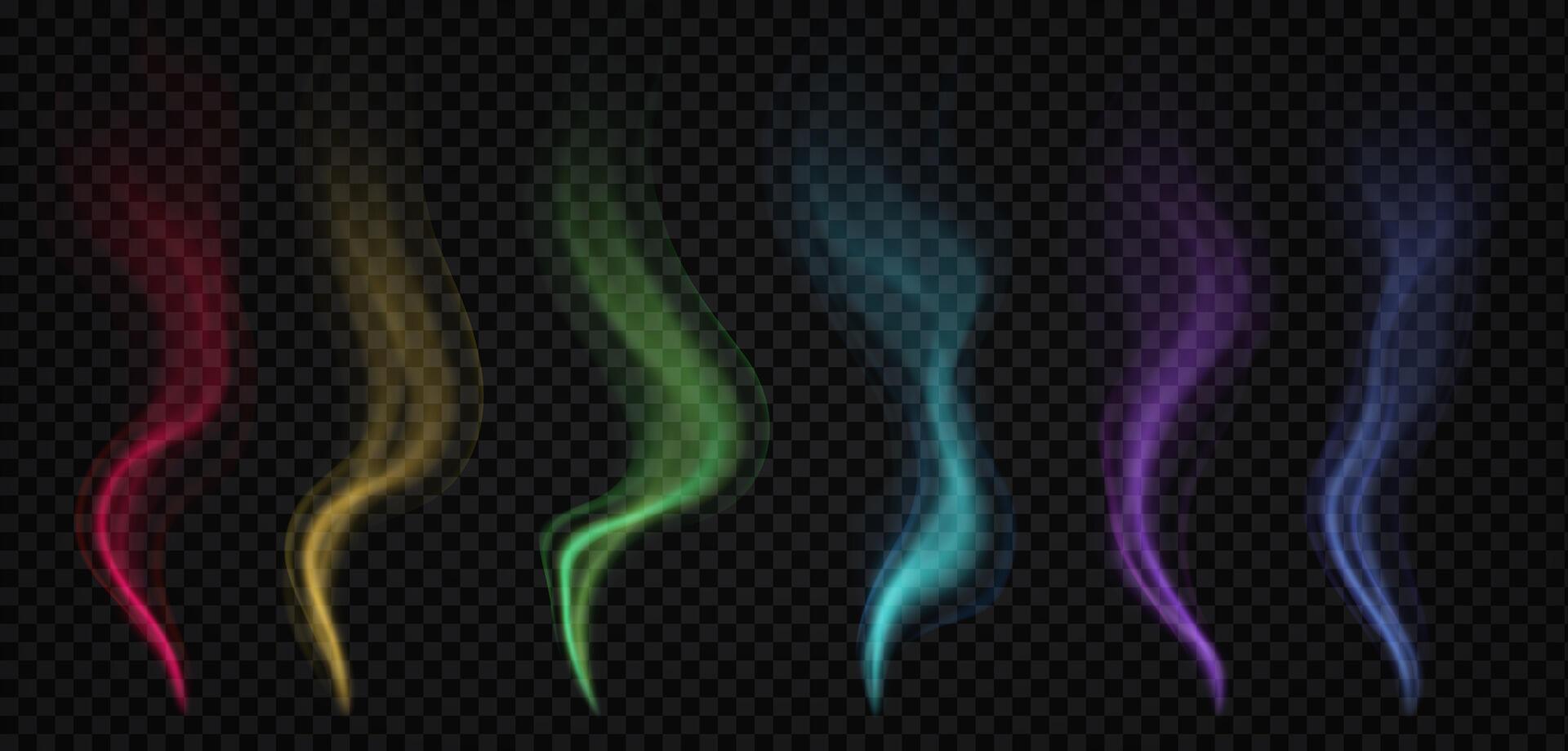 Colorful smoke on black background vector
