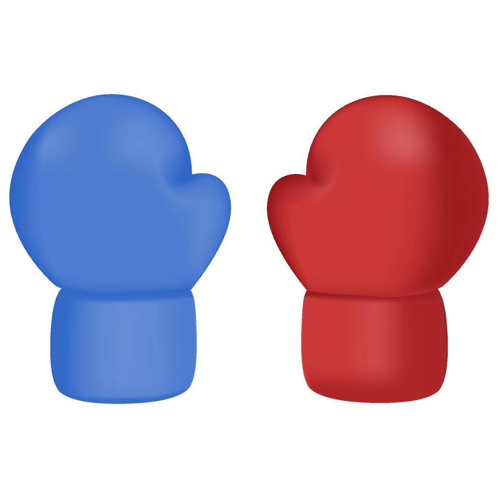 3D blue and red boxing gloves vector