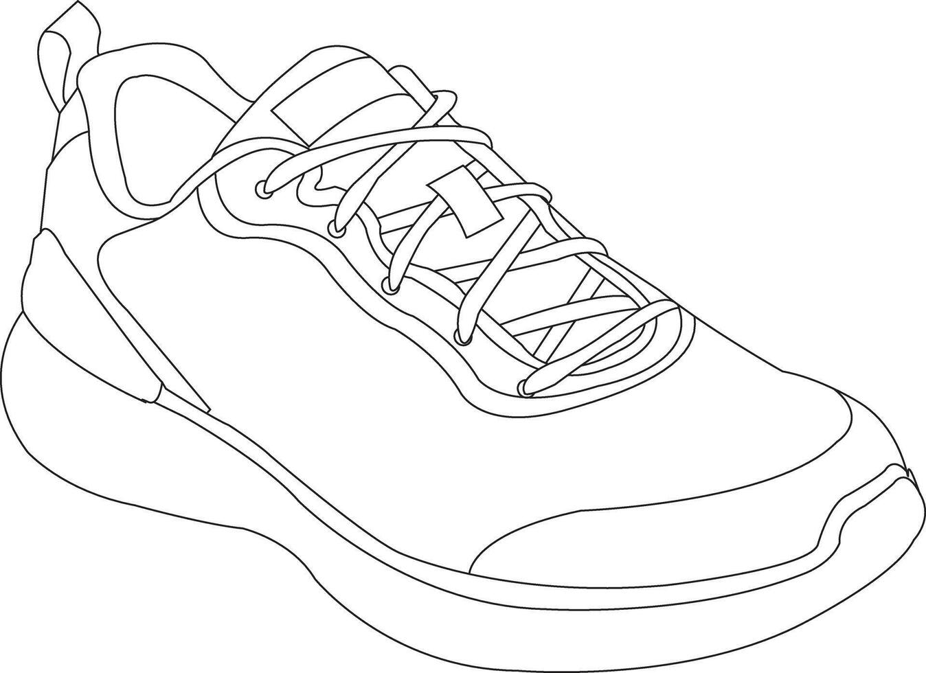 Shoes sneaker outline drawing , Sneakers drawn in a sketch style, black line sneaker trainers template outline vector
