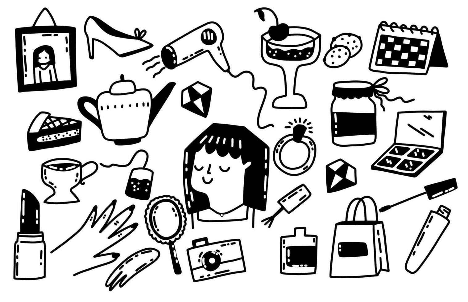 Girl vibe set. Girl power illustration vector
