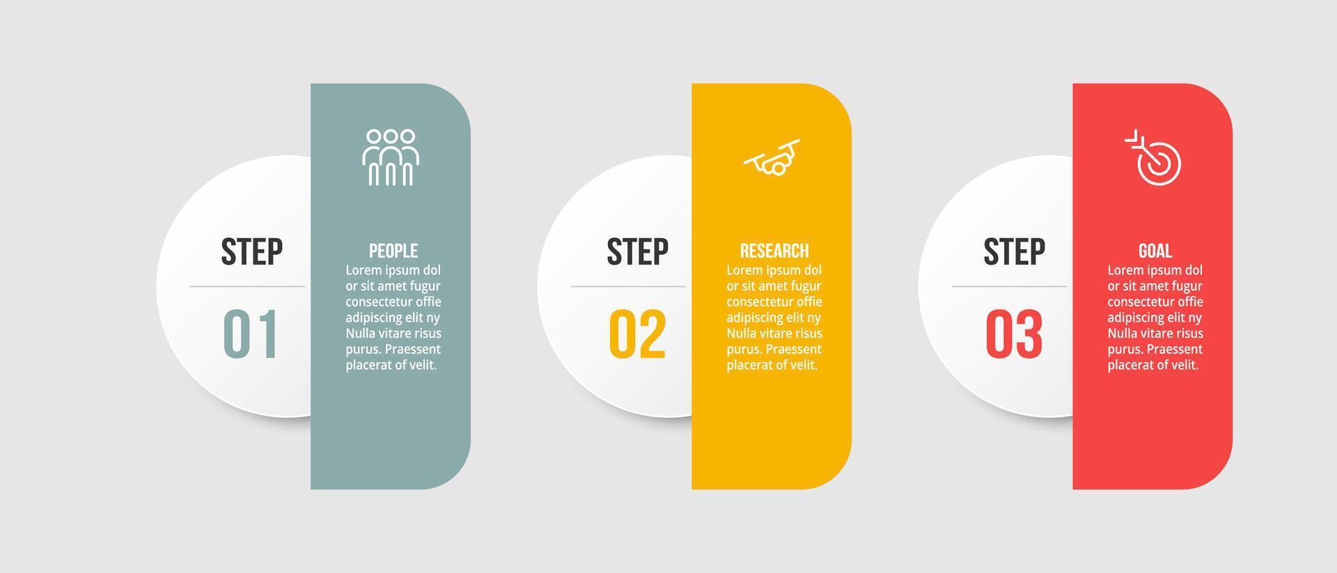 3 steps for presentation infographic template. vector