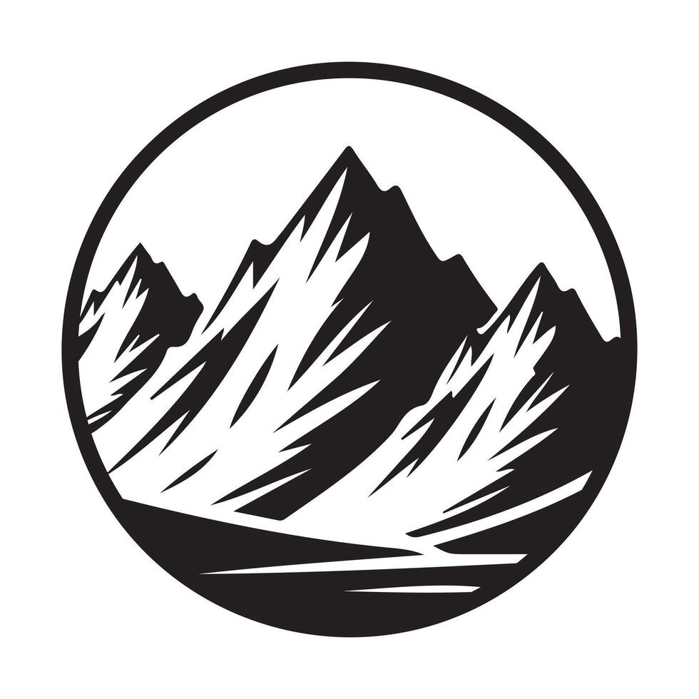 Minimalist Mountain Silhouette Icon on White Background vector