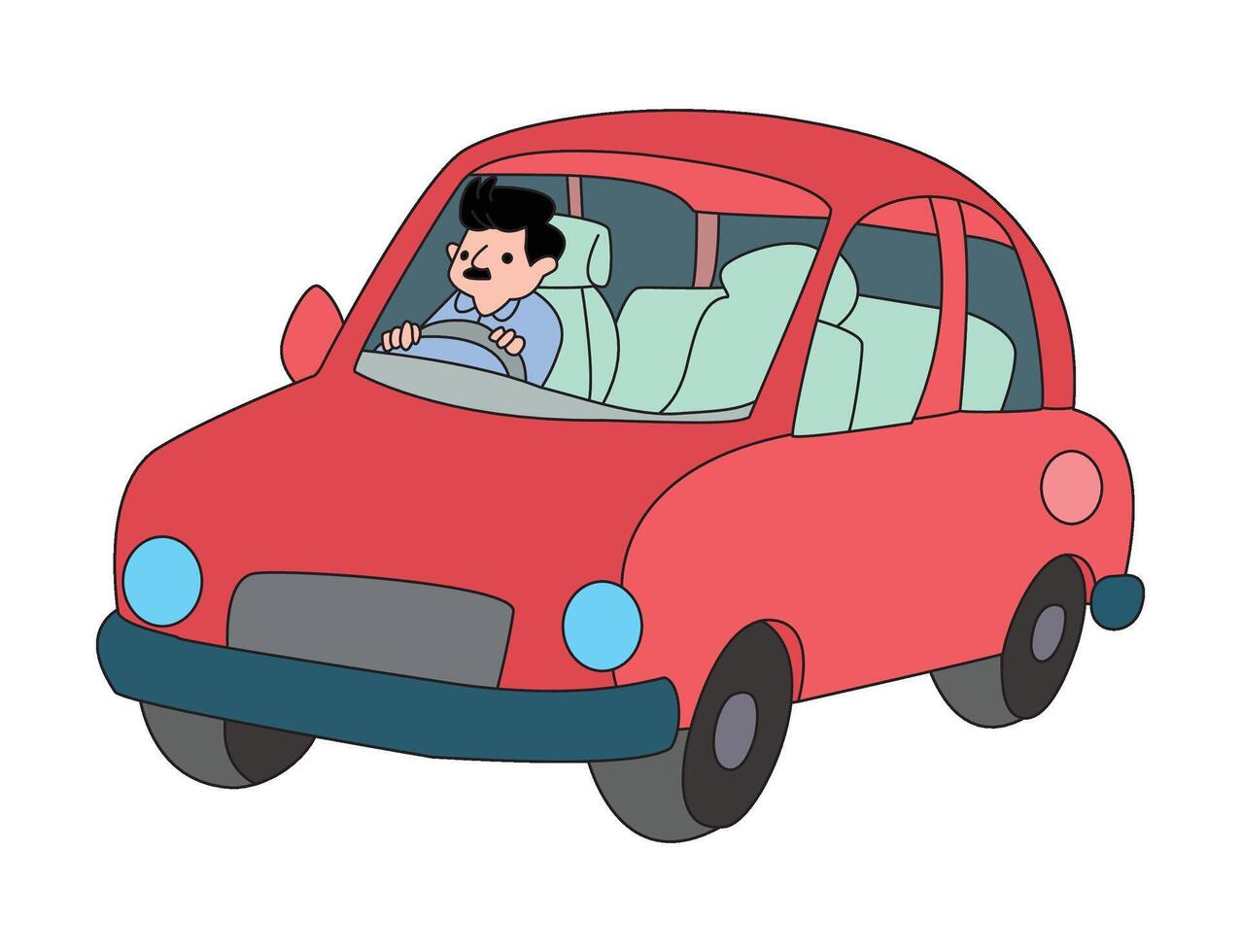 A boy drive a car illustration vector