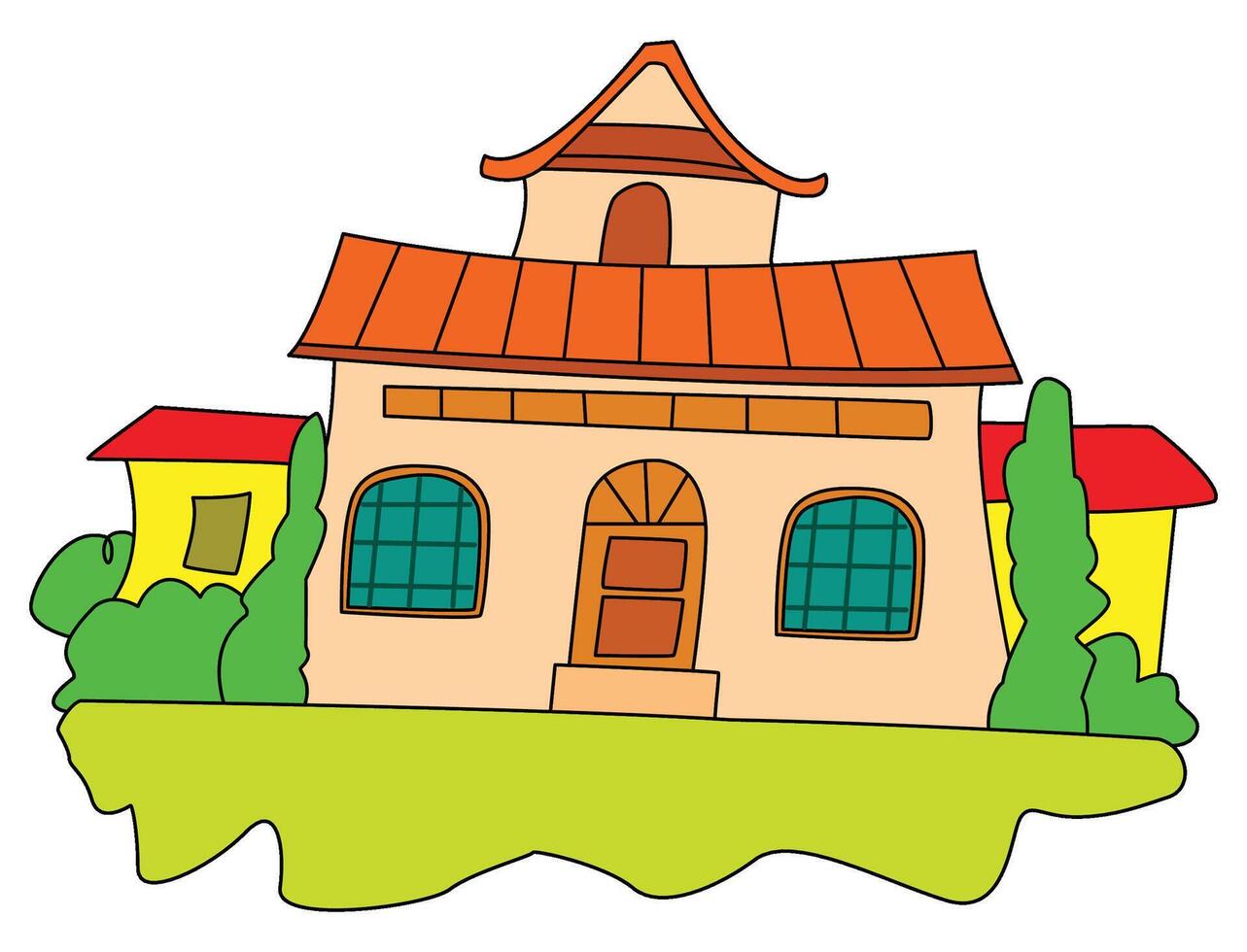 A house with trees around it illustration vector