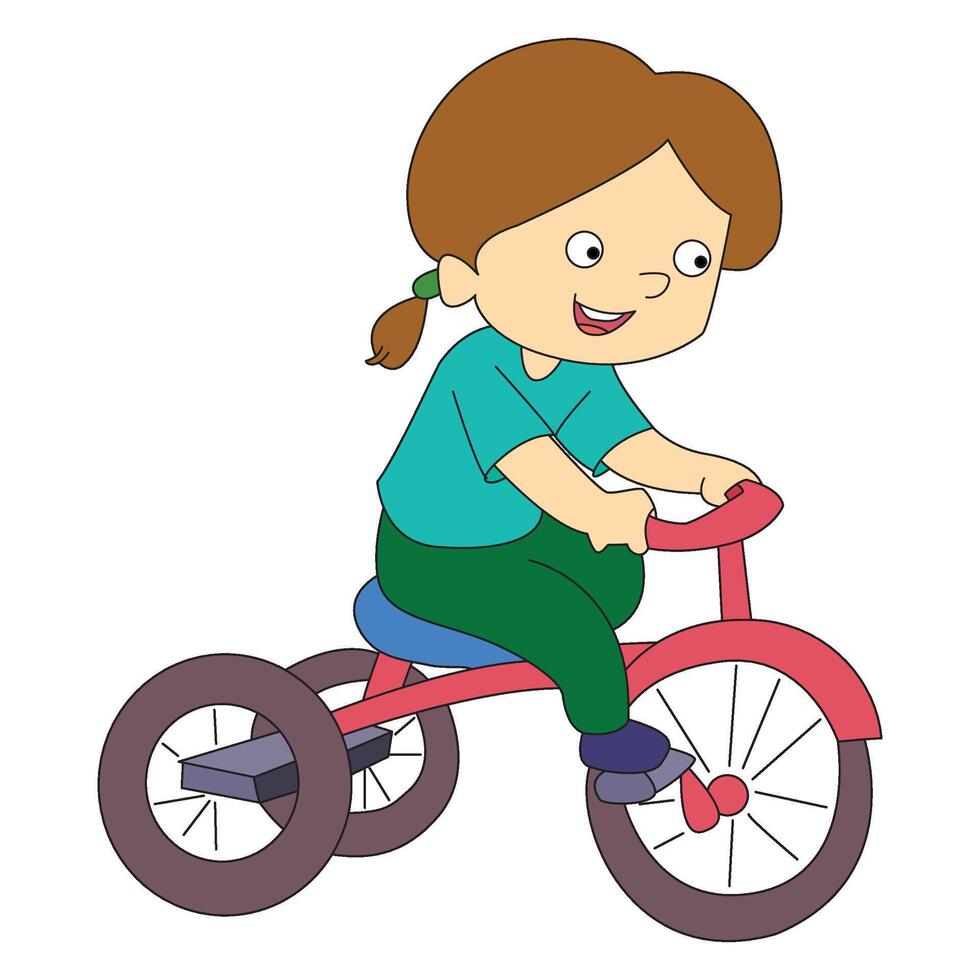 A girl riding a bicycle and illustration vector