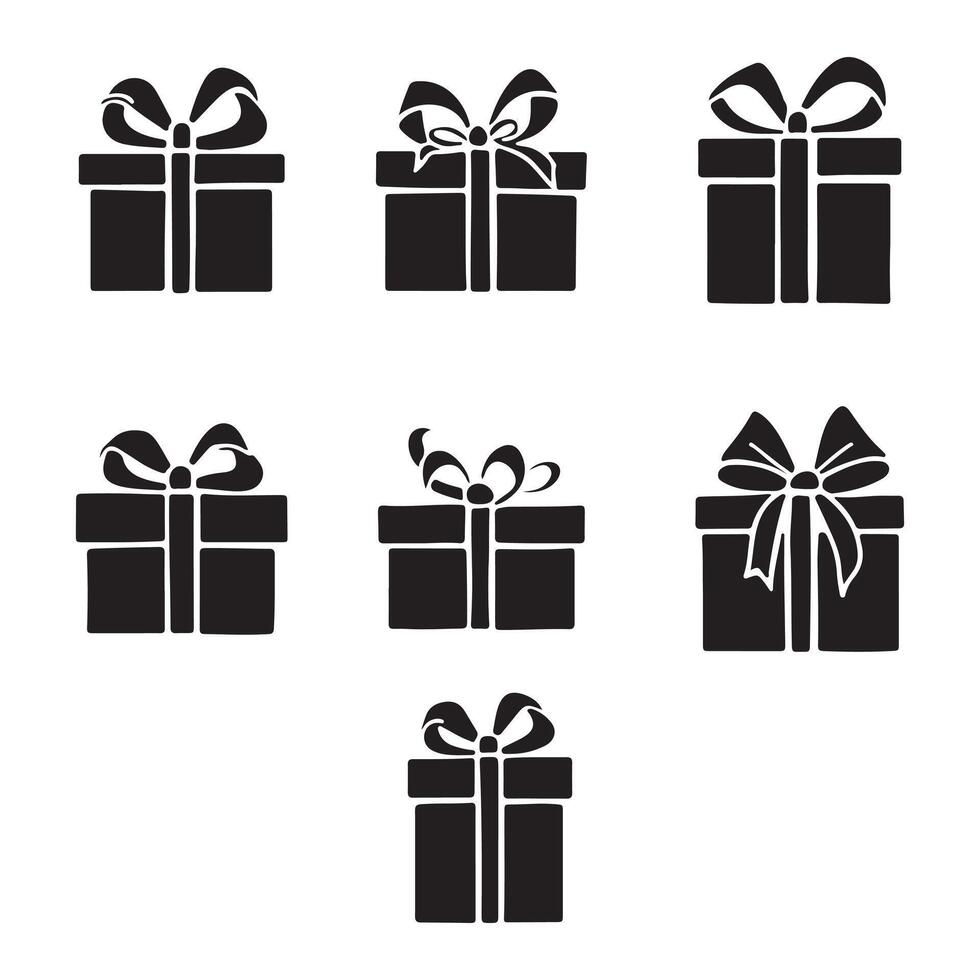 Christmas Gift Box Icon Set Outline Present Icon Collection in Format vector