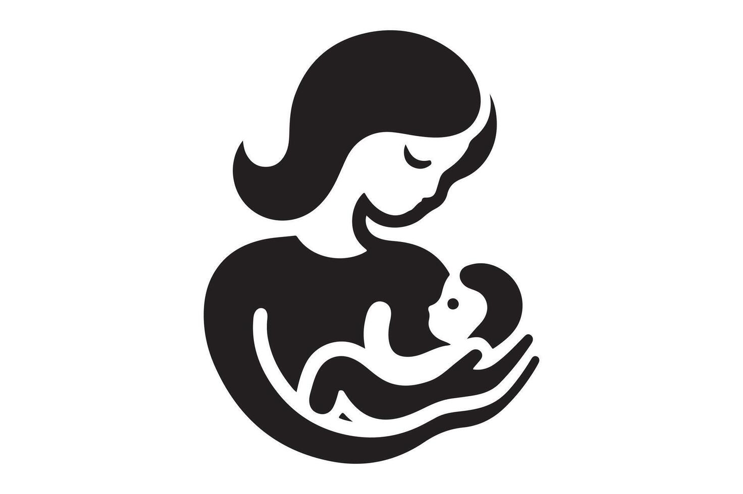 Tender Mother and Baby Silhouette Heartwarming Art vector