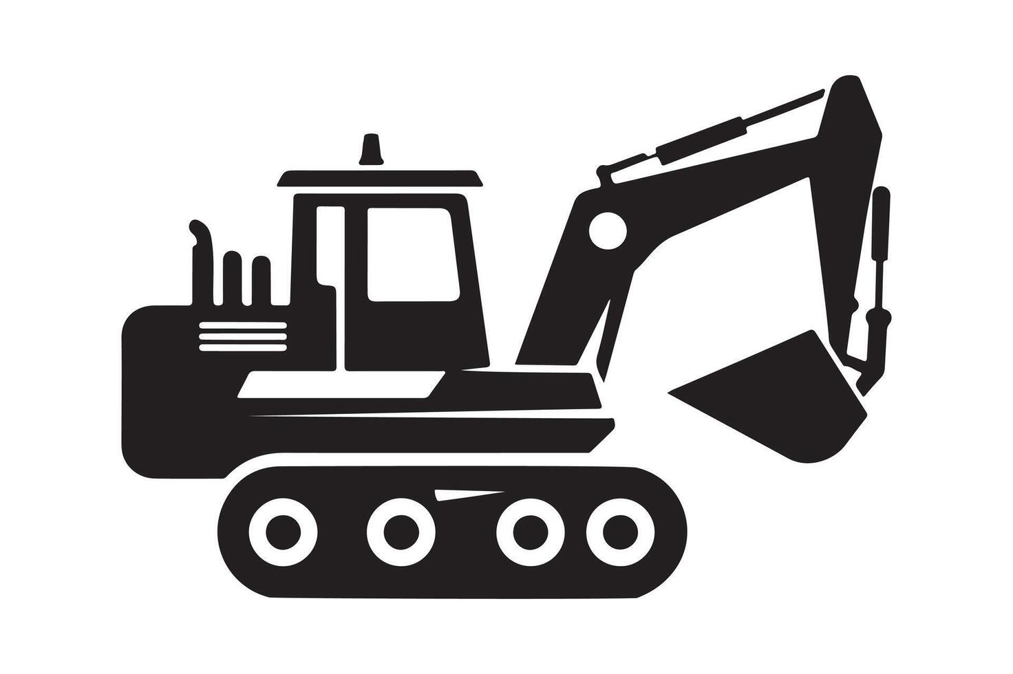 Construction Vehicle Silhouette Bulldozer, Crane, and Truck in Style vector