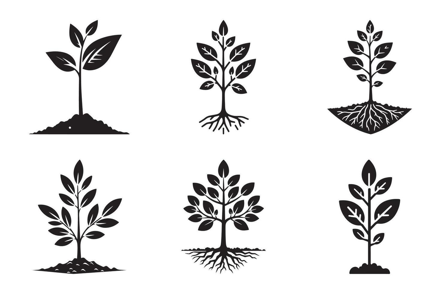 Seedling Tree Silhouette Elegant and Simple Design vector