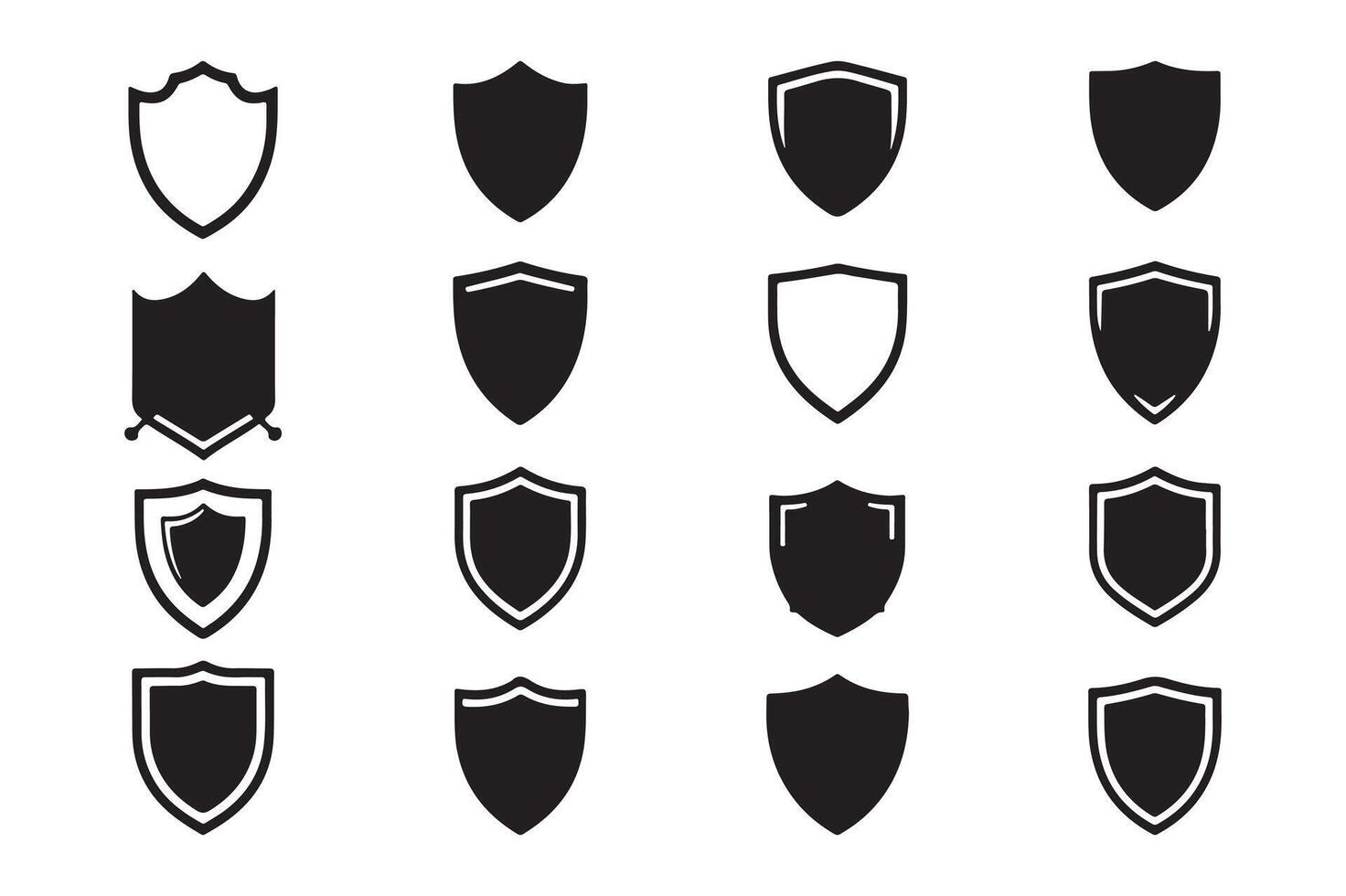 Shield Silhouettes Versatile Icon Set for Protection and Guard Themes vector