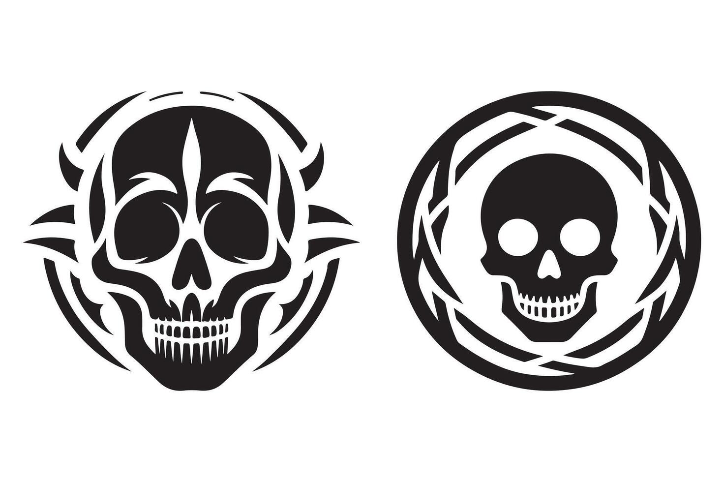 Variety of Human Skull Silhouettes for Art and Illustration vector