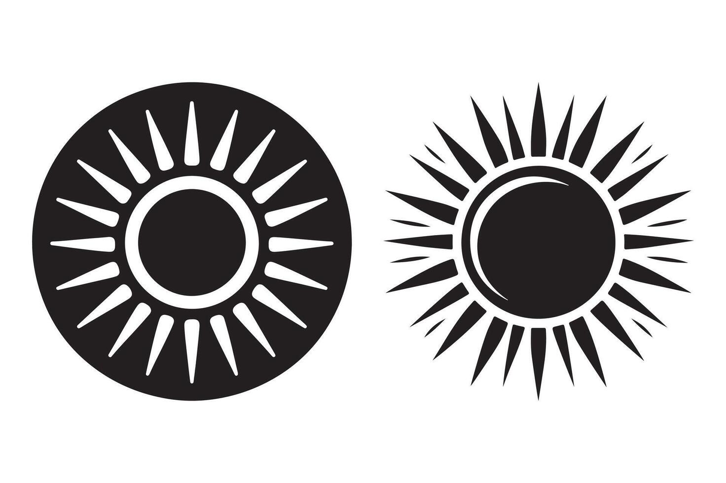 Minimalist Sun Icon Collection in Silhouette Design vector
