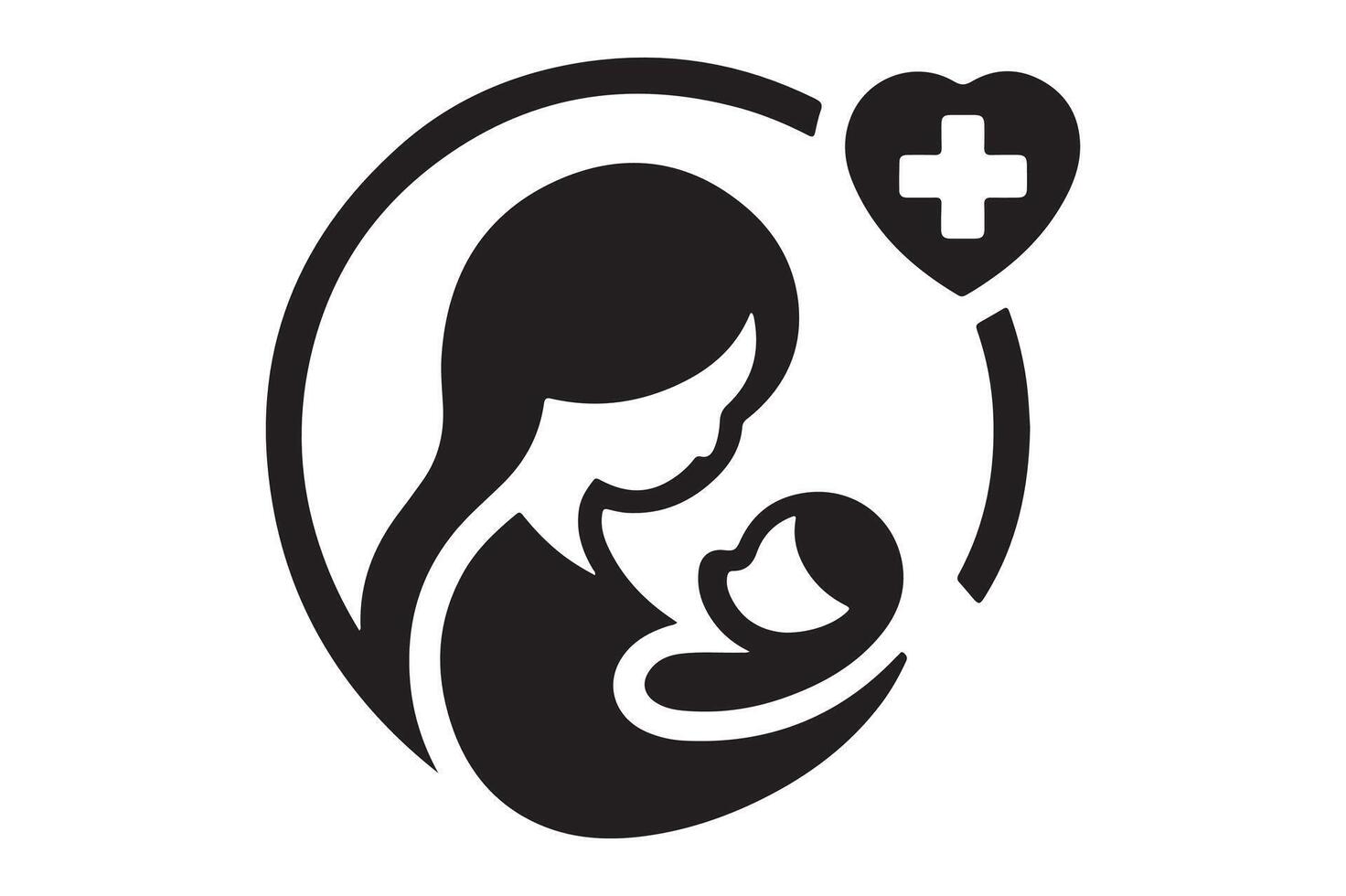 Mother and Infant Silhouette Elegant Illustration vector