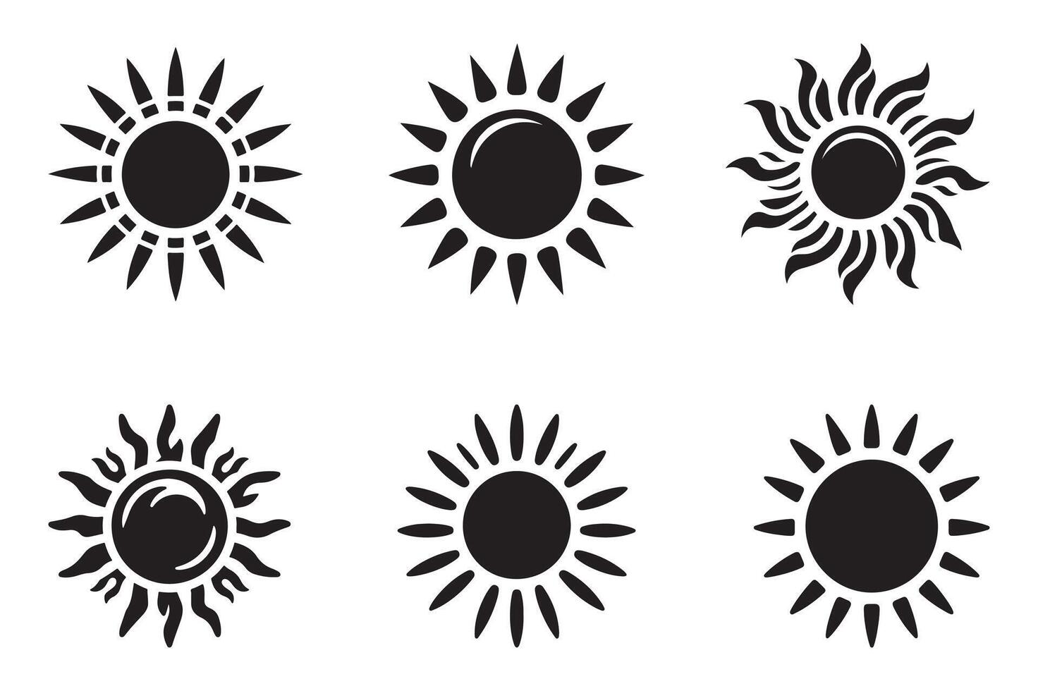 Elegant Sun Silhouette Set for Logos and Branding vector
