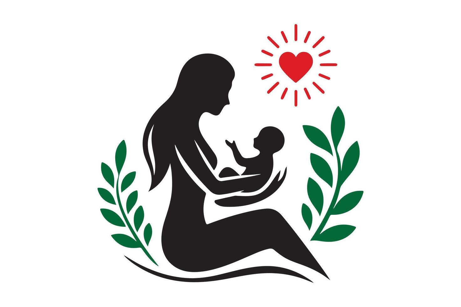 Mother-Child Bond Silhouette Minimalist Illustration of Love vector