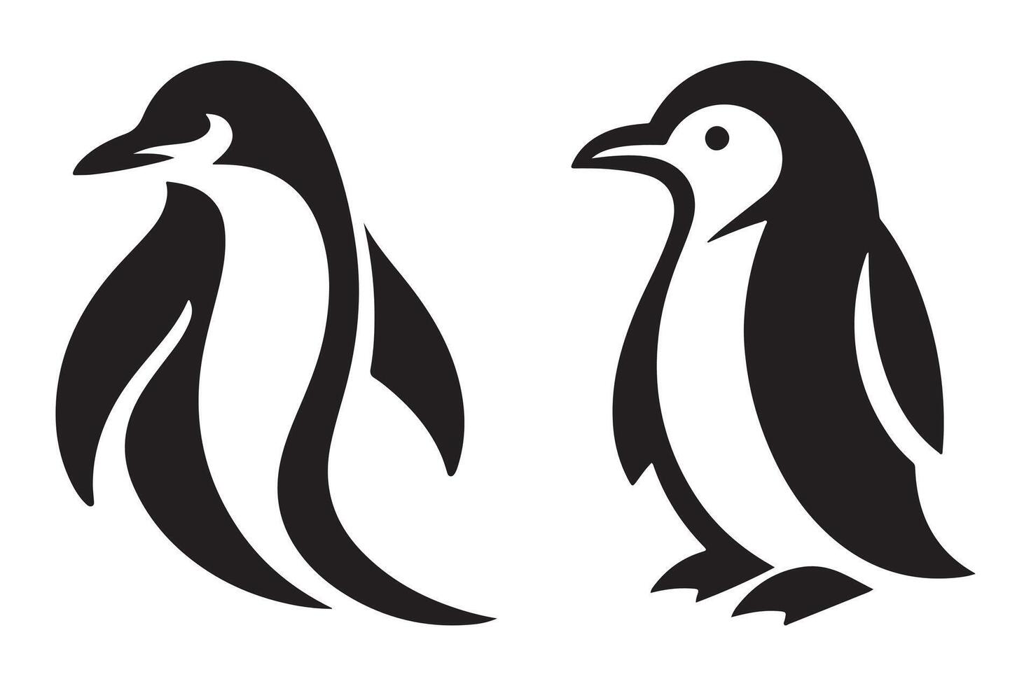 Walking Penguin Silhouette Charming Bird Illustration Style vector