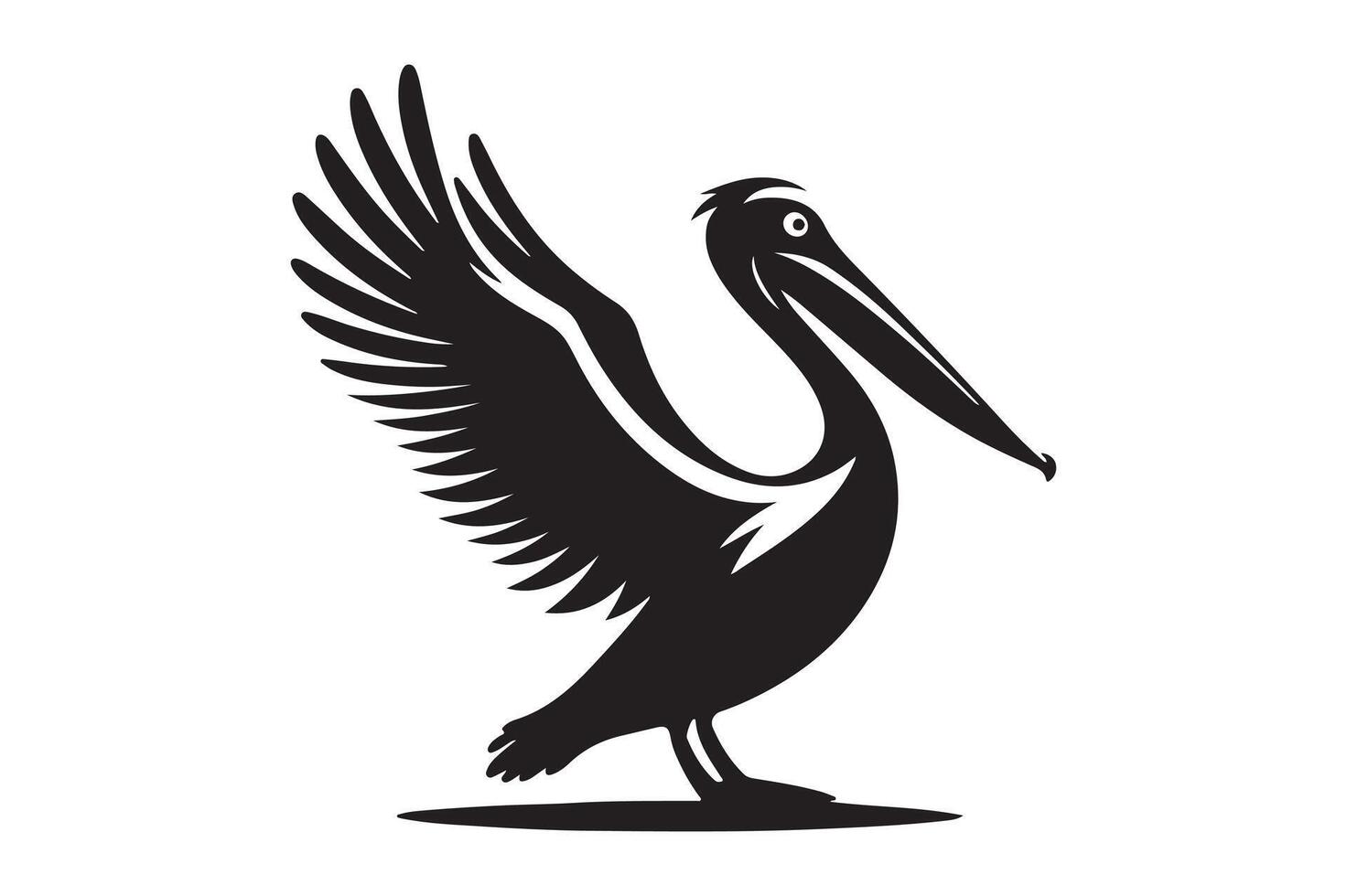 Flying Pelican Silhouette Majestic Bird Illustration Style vector