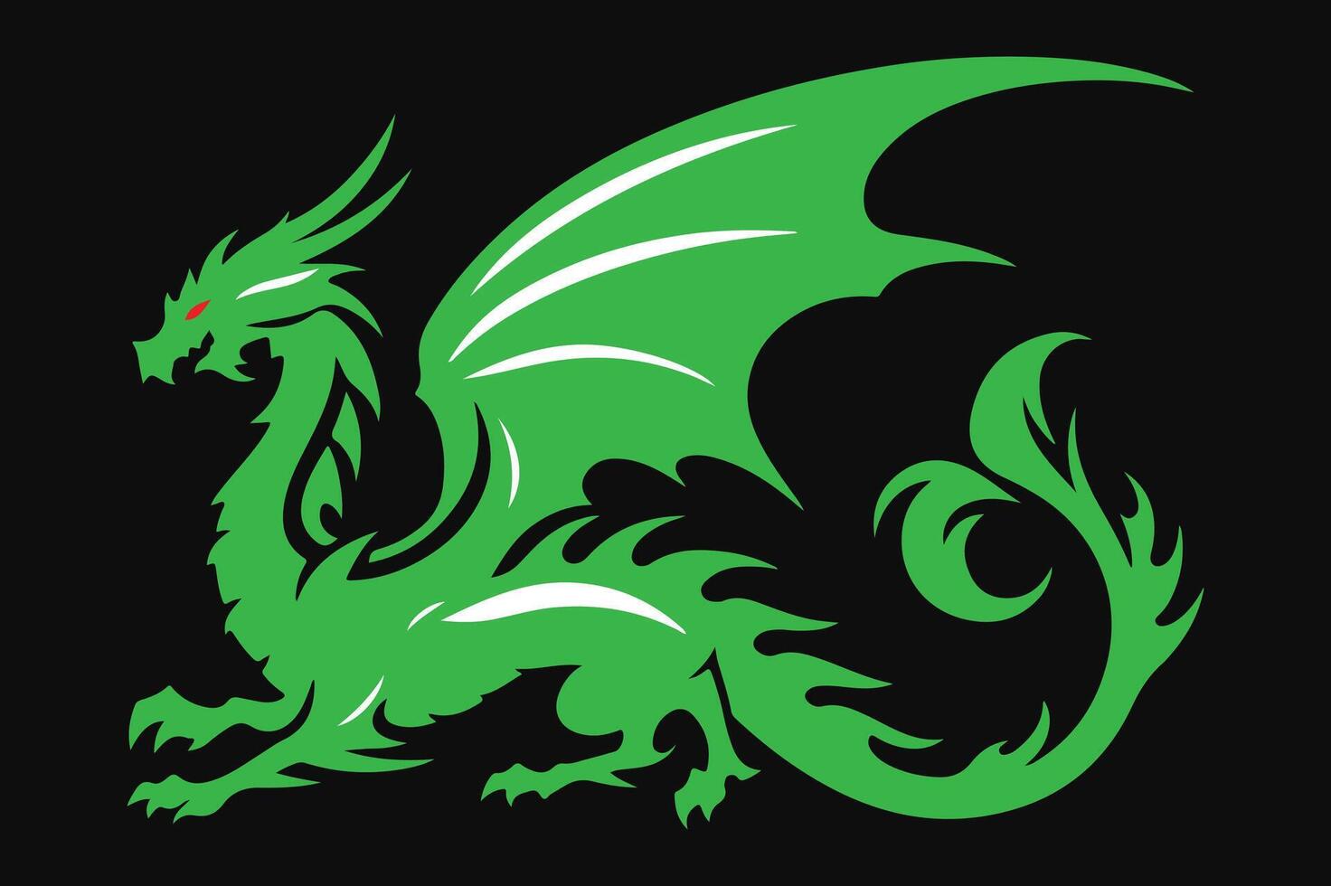 Dragon Silhouette Design Fierce and Powerful Mythical Creature Art vector