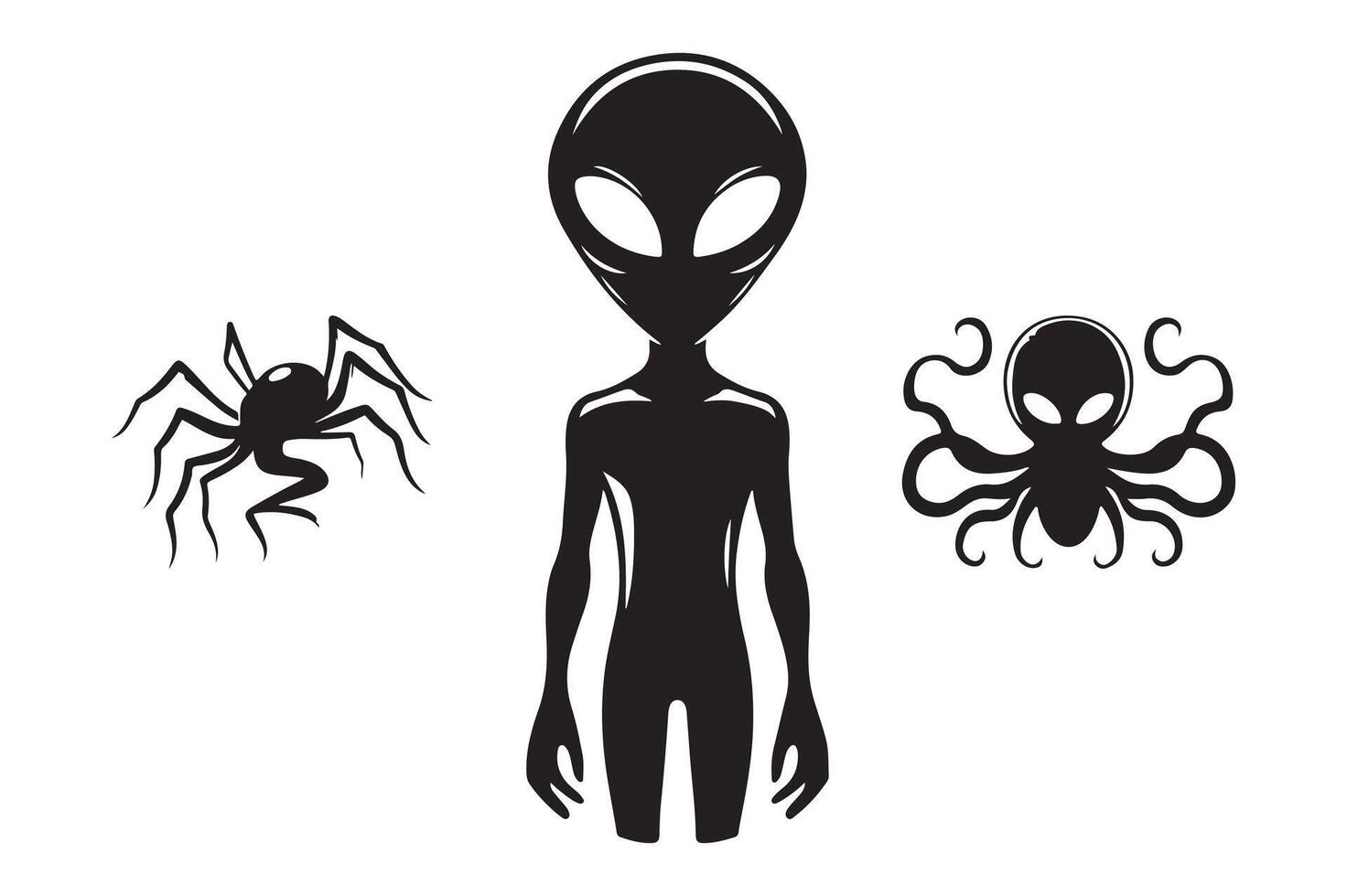 Alien Silhouette Icon for Creative Projects vector