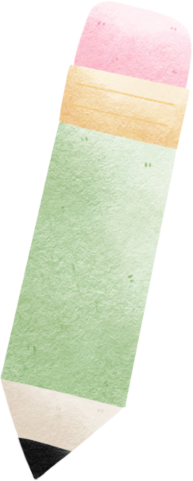 a green pencil, pink rubber png