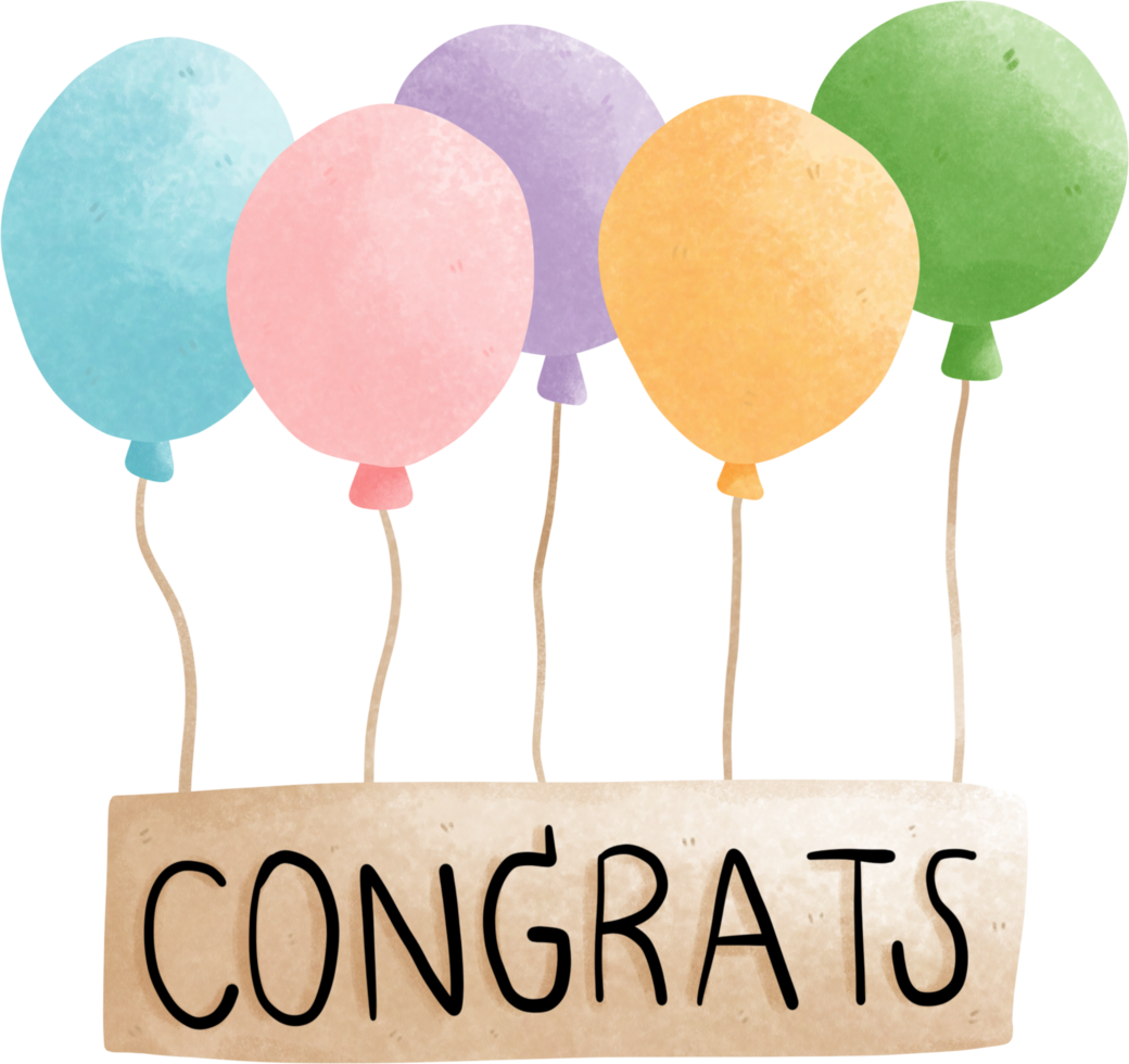 congrats banner with colorful balloon png