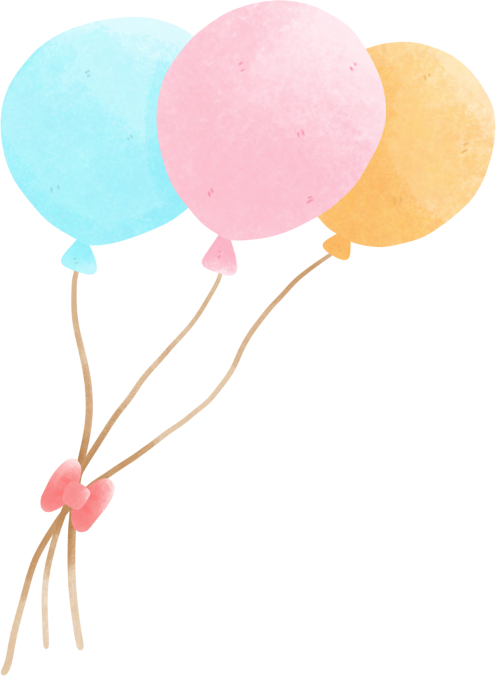 three balloons on a string with a bow png