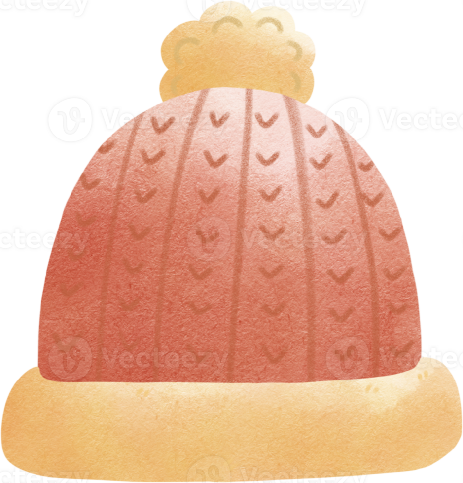 an orange knitted hat with a pom pom on top png