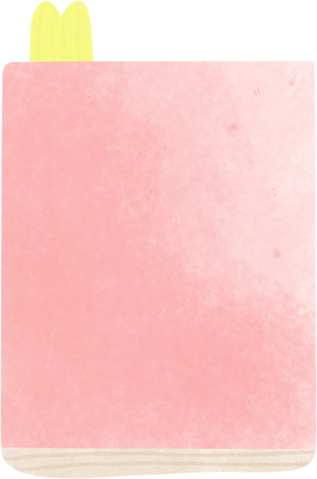 a pink note pad with a yellow sticker png