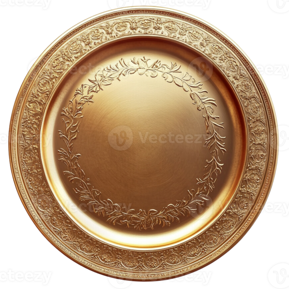 Gold plate isolated on transparent background png