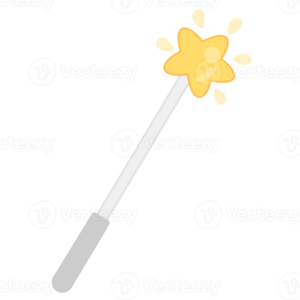 a yellow star wand on a transparent background png