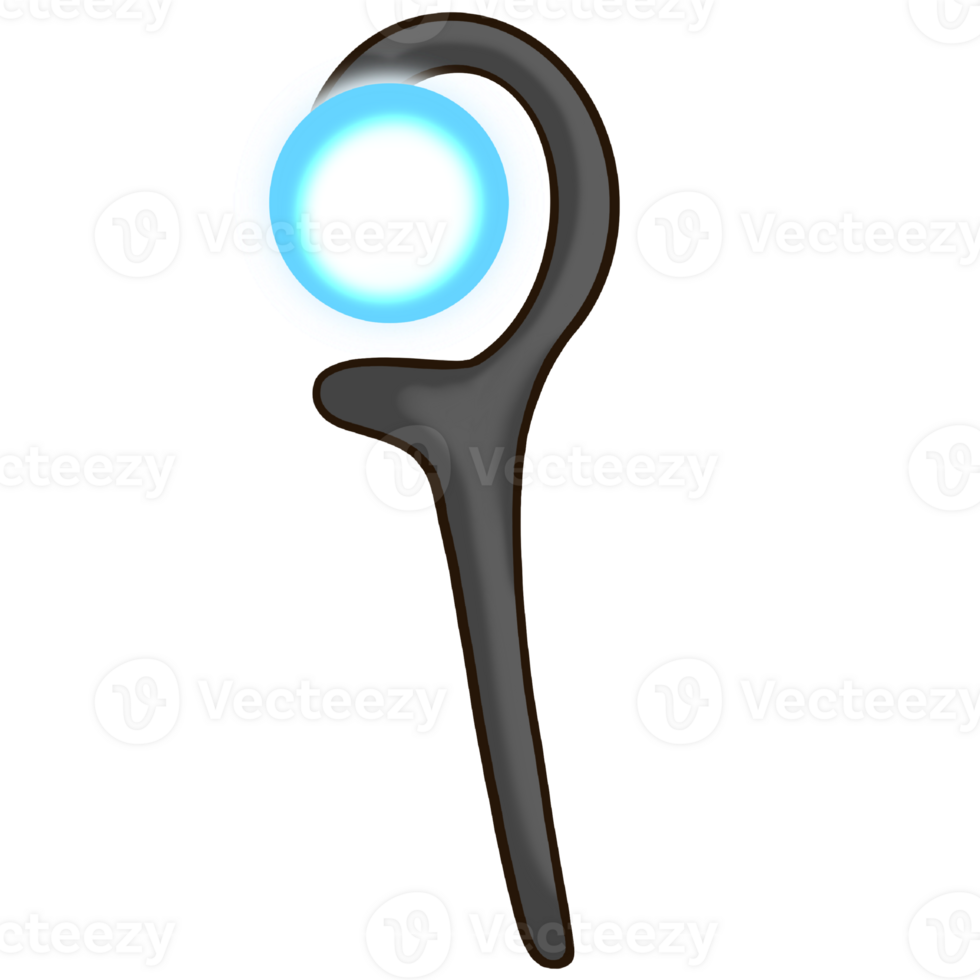 a black and blue stick with a blue light on it png
