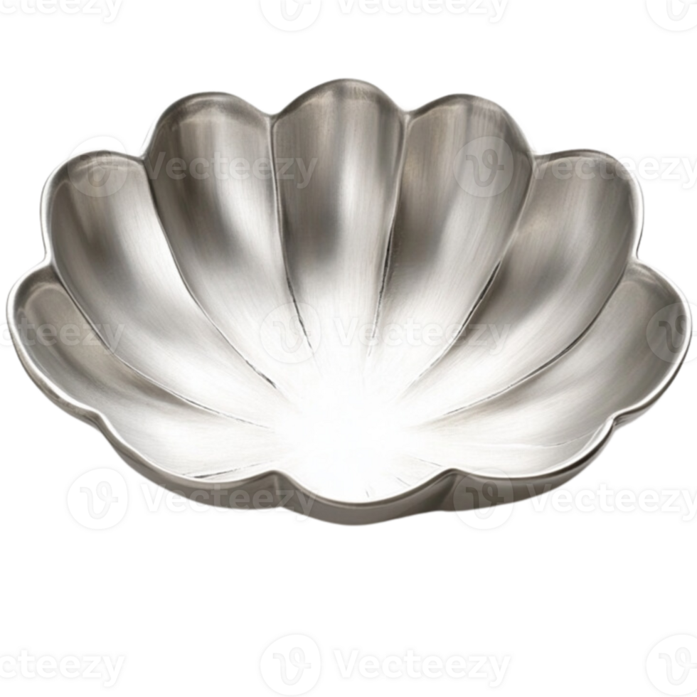 Flower silver tray isolated on transparent background. png