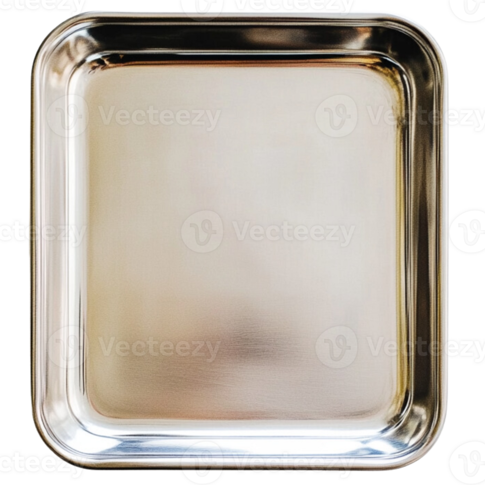 Square silver tray isolated on transparent background. png