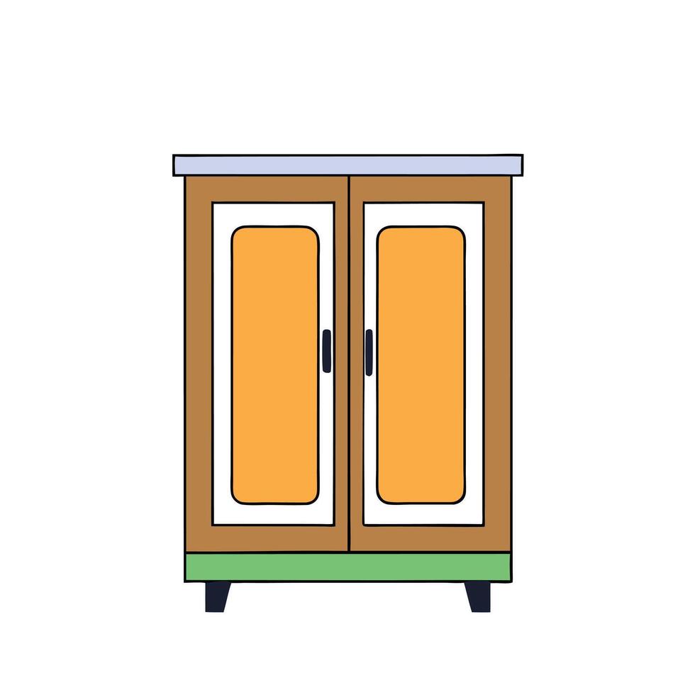 A cabinet with two doors and a handle vector