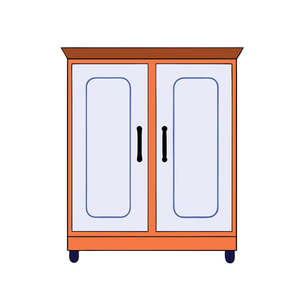 A cartoon illustration of a cabinet with doors vector