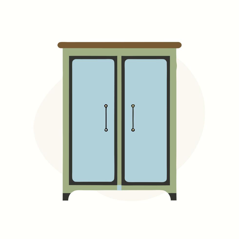 Armoire with doors and drawers vector