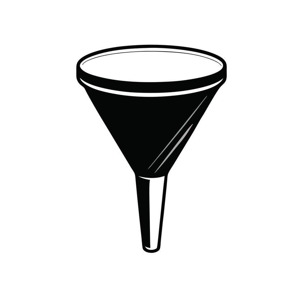 A funnel icon in black and white on a white background vector