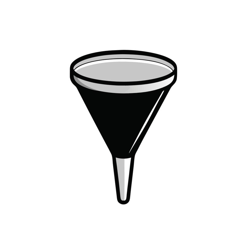 A funnel with a black liquid in it vector