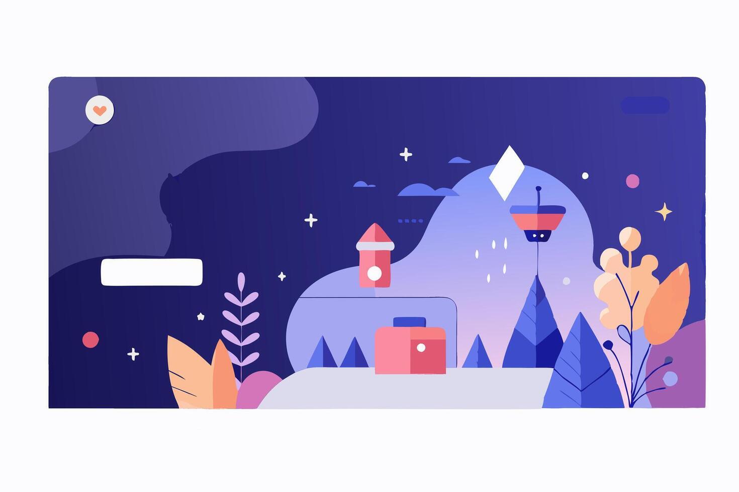 A flat design of a mountain and trees vector