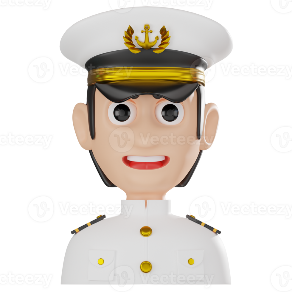 3D Render of Navy Officer Avatar for Military and Naval Themes Illustration png