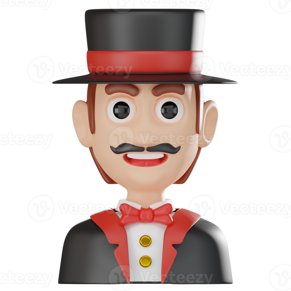 3D Render of Magician Avatar for Magic and Entertainment Projects Illustration png