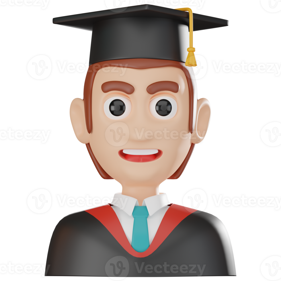 3D Render Graduate Student Avatar for Academic Icon for Education Illustration png