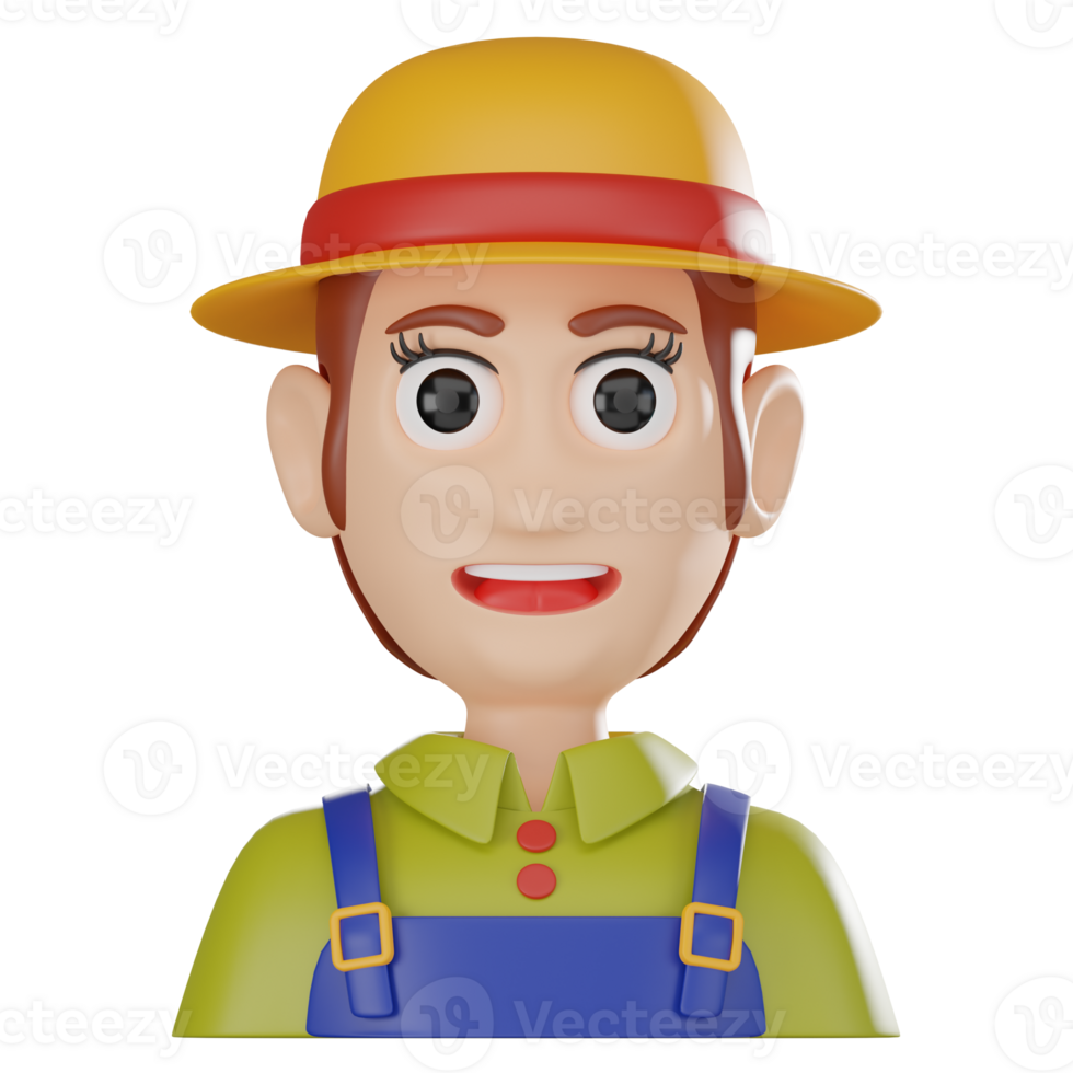 3D Render Farmer Woman Avatar for Countryside and Farm Designs Illustration png