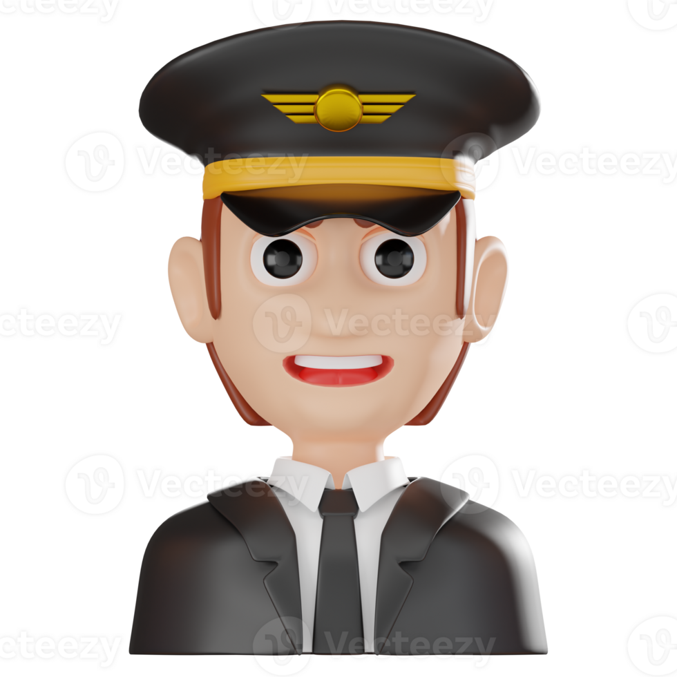 3D Render of Pilot Avatar, Cartoon Aviation Character Illustration png
